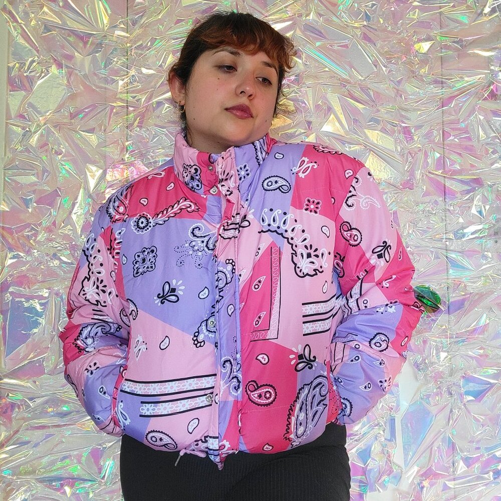 Women pink jacket puffer style/ street wear size M